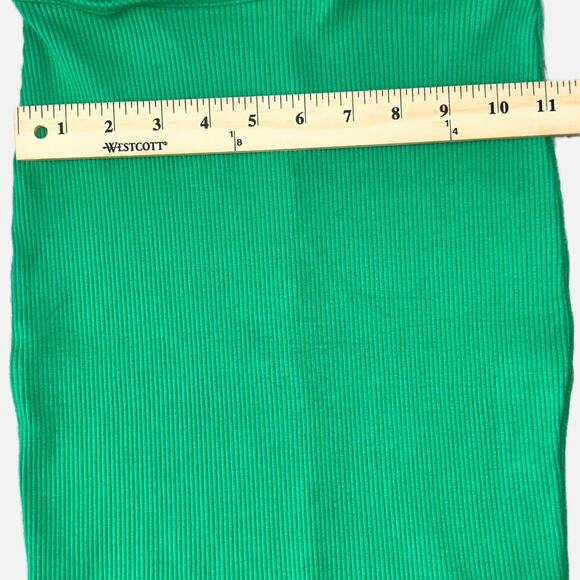 Retro Ribbed Halter Shirt, Tube Top Stretch Strapless Green S - Picture 5 of 6